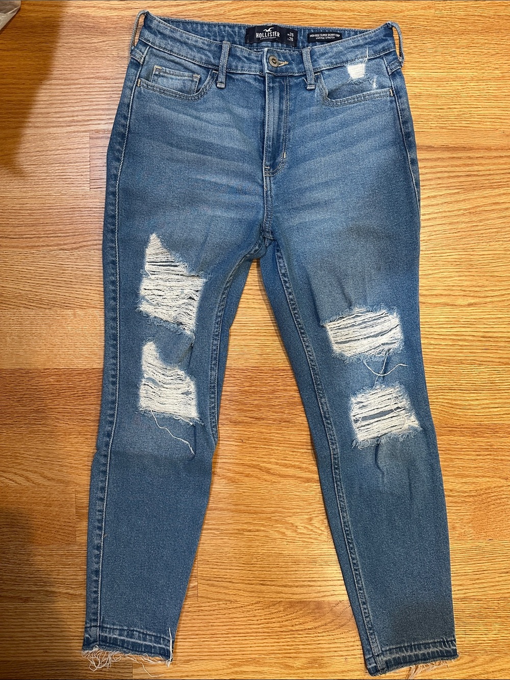 Hollister Womens Distressed High-Rise Super Skinny Crop Vintage Stretch - 26